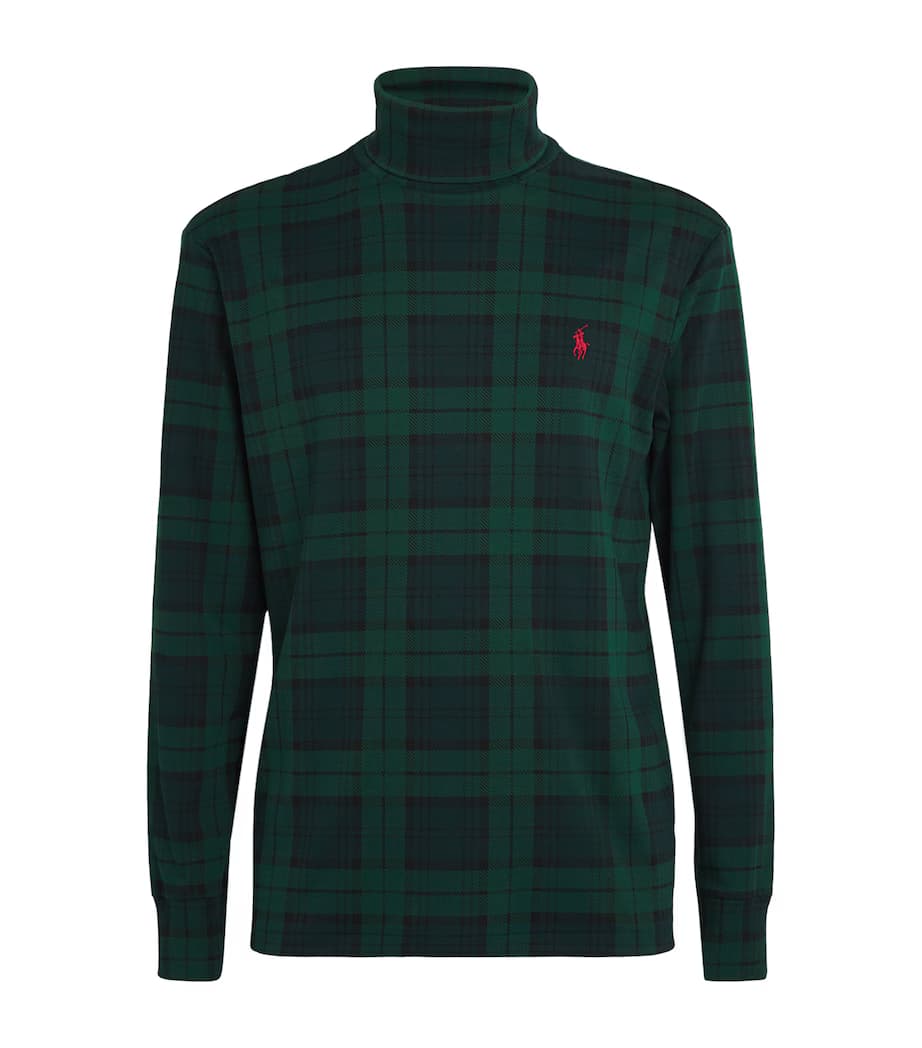 Ralph Lauren Men's Slim Fit Long-Sleeve Cotton Plaid Rollneck Top Shirt