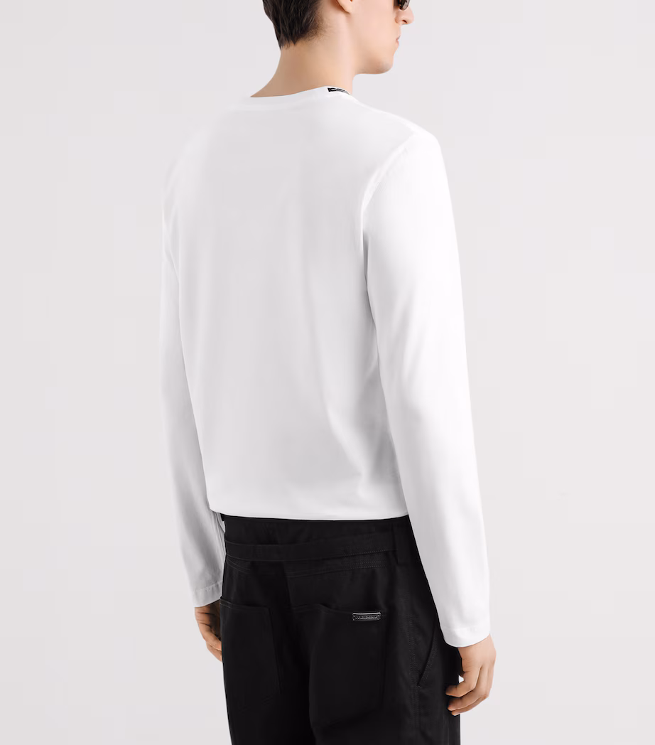 Dolce&Gabbana Mens Long-Sleeve Cotton Henley Shirt