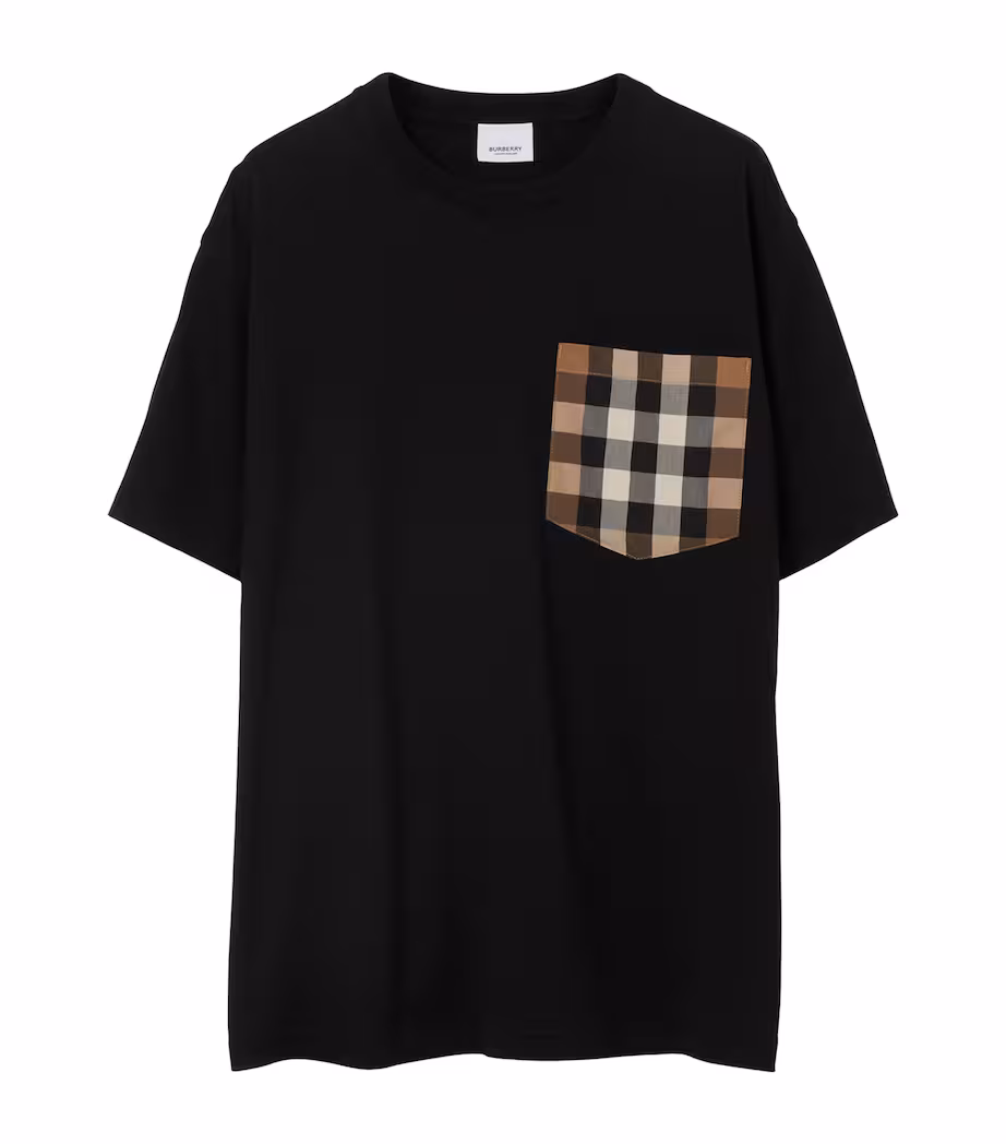 Burberry Mens Short-Sleeve Cotton Check-Pocket Shirt