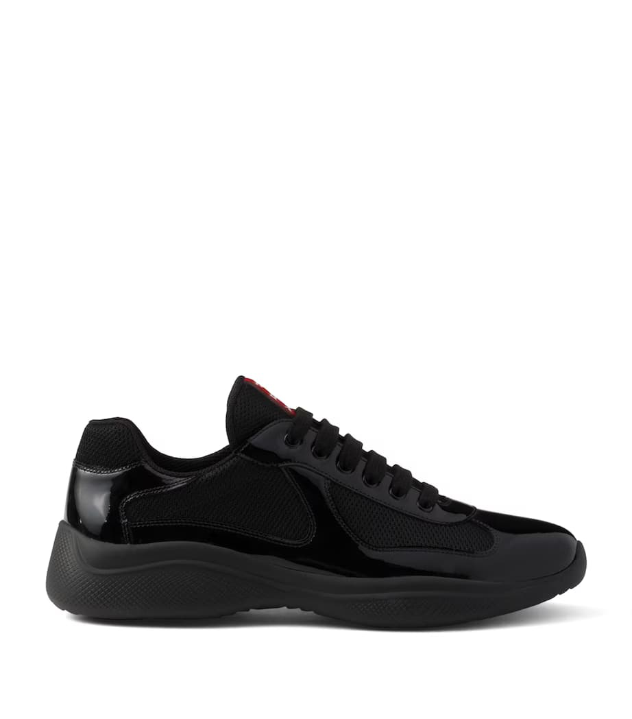 PRADA Patent Leather-Blend American Cup Sneakers Black