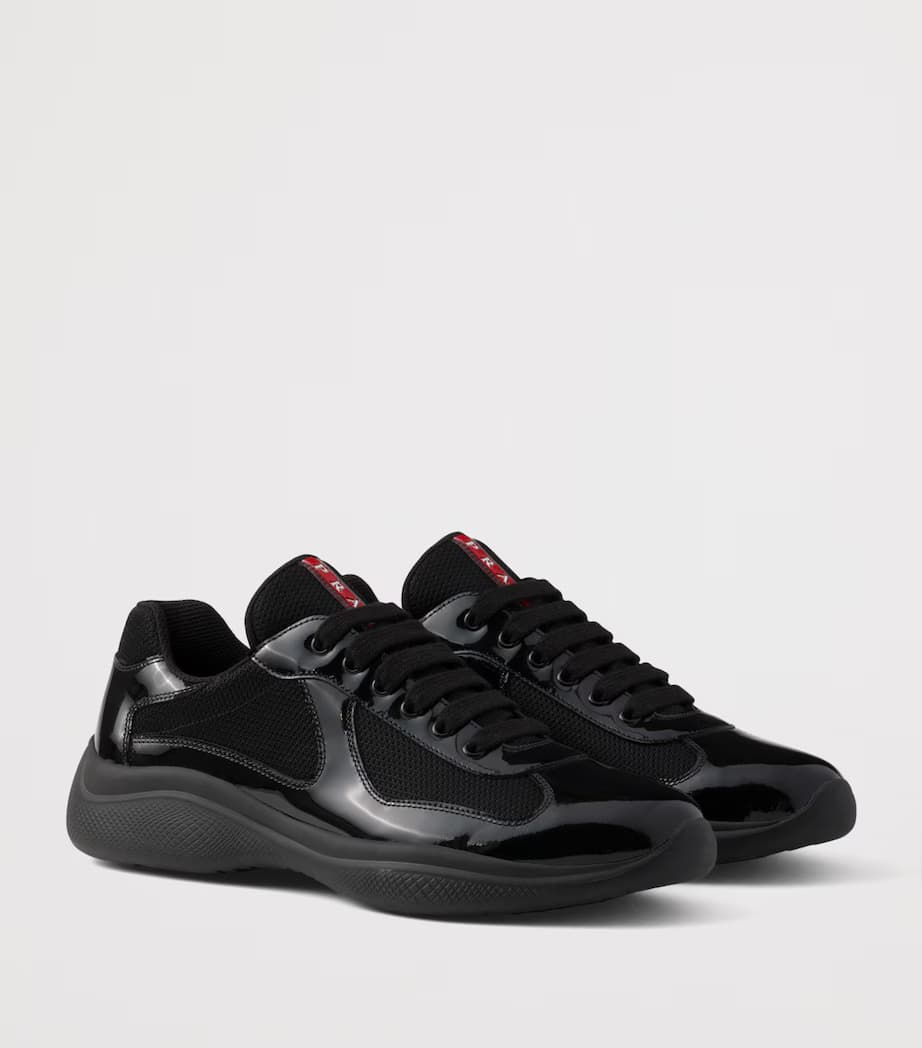 PRADA Patent Leather-Blend American Cup Sneakers Black