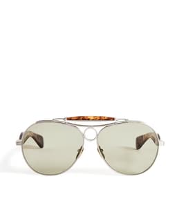 Jacques Marie Mage Tortoiseshell Aspen Aviator Sunglasses