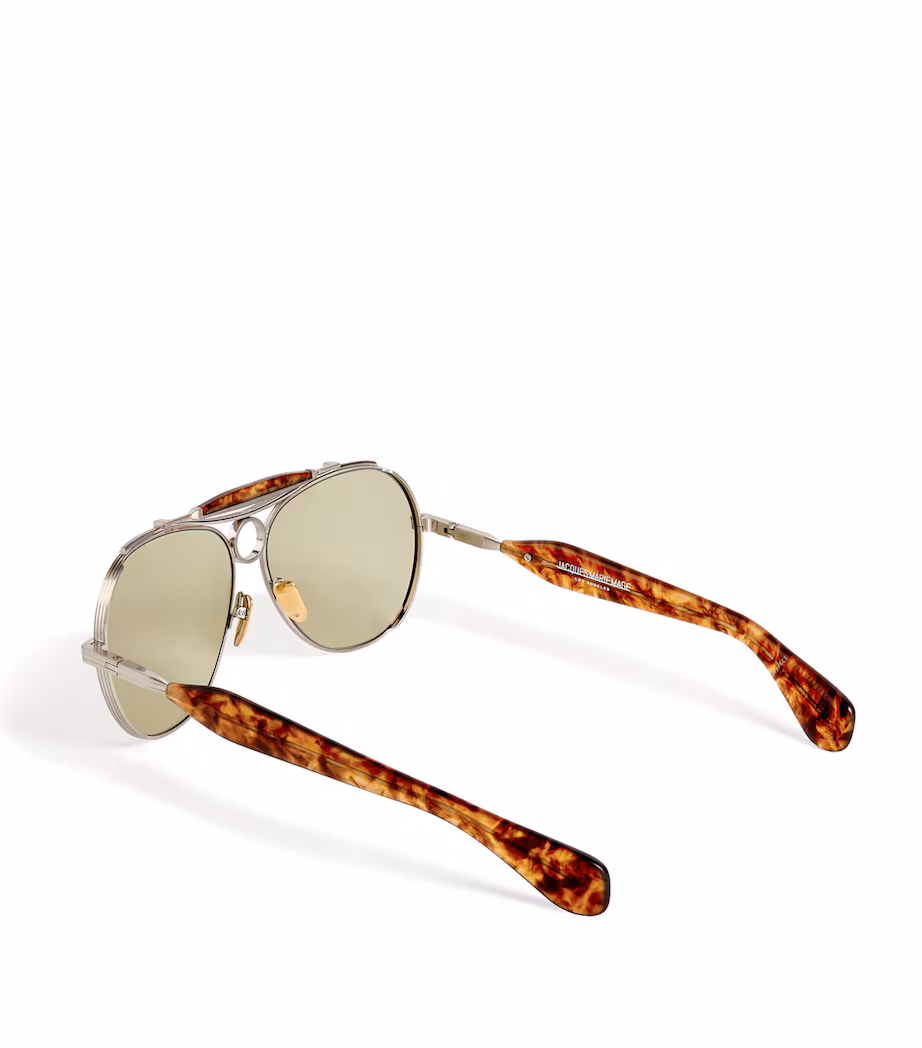 Jacques Marie Mage Tortoiseshell Aspen Aviator Sunglasses