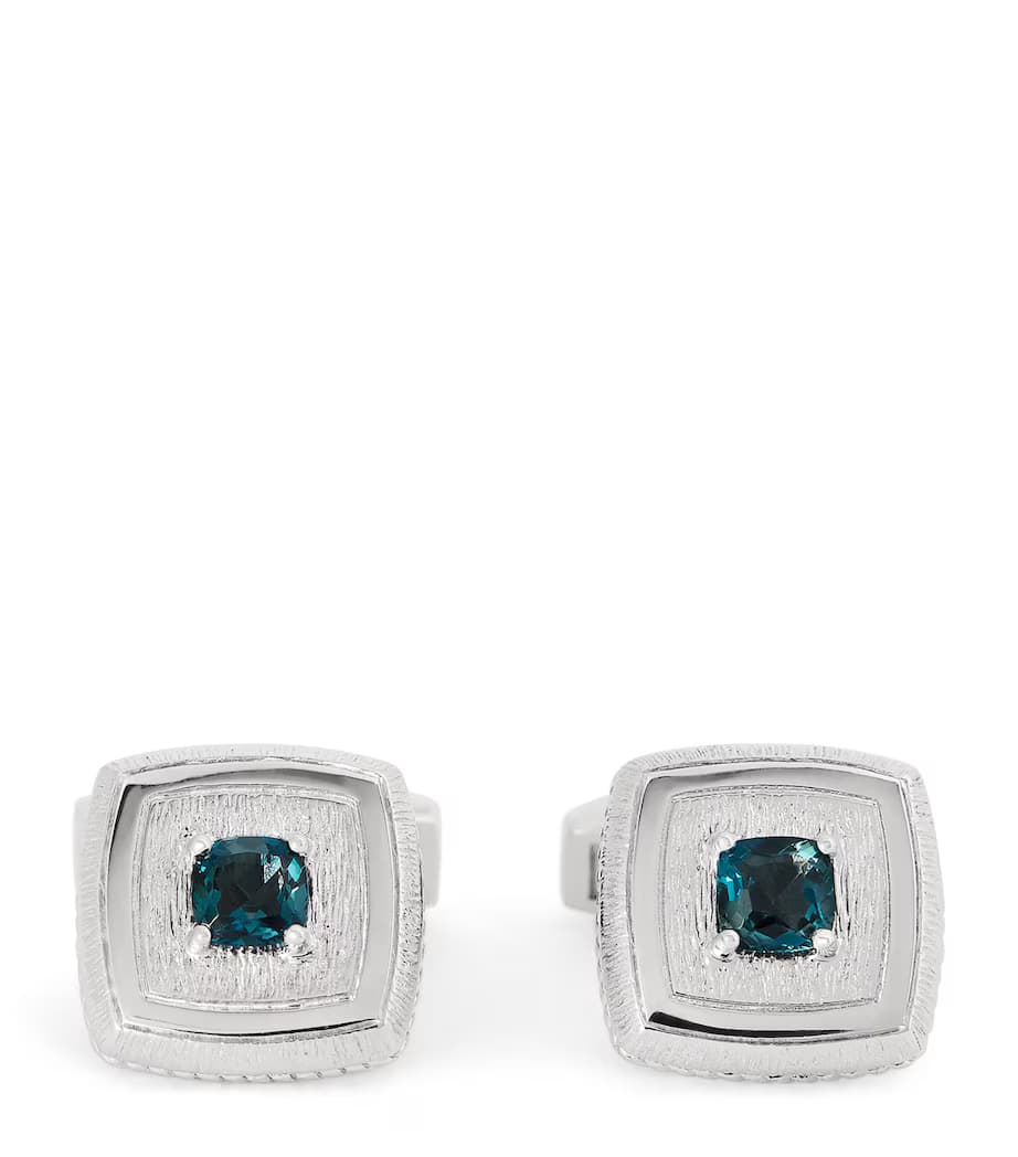 Tateossian Sterling Silver and Topaz Graffiato Cufflinks