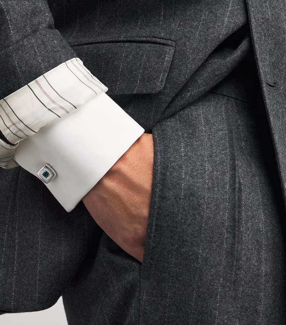 Tateossian Sterling Silver and Topaz Graffiato Cufflinks