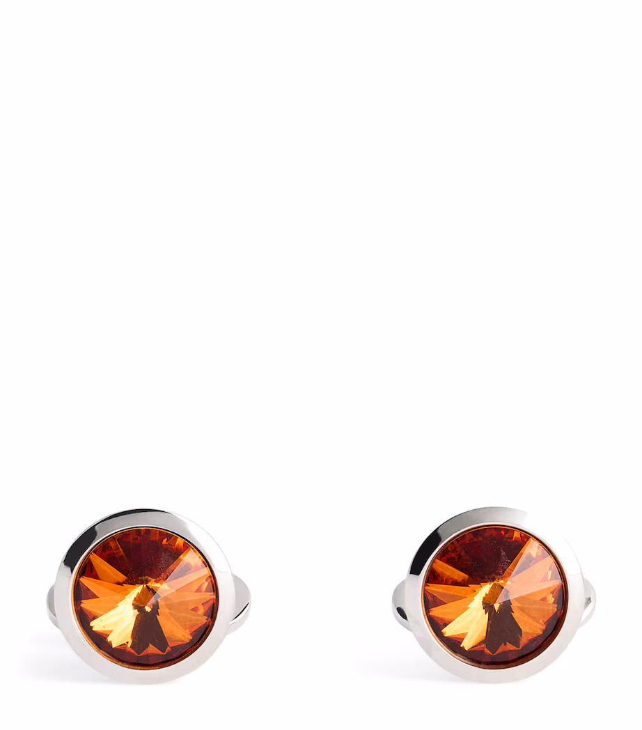 Giorgio Armani Sterling Silver Embellished Cufflinks Crystal